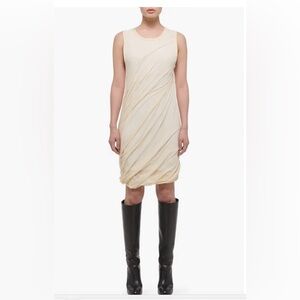 Helmut Lang Bubble Hem Cotton Draped Vanilla Mini Dress Sz Small NWT